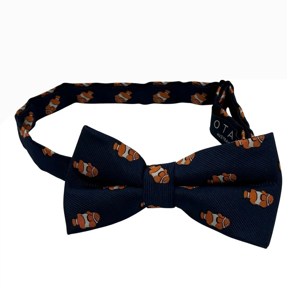 OTAA Australia Mens Clownfish Bow Tie Blue Orange‎ Fish Novelty Preppy Wedding
